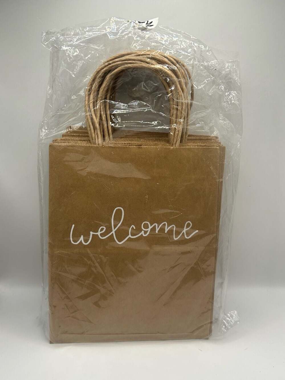 15 Pack Kraft Paper Gift Bags with Handles “Welcome”